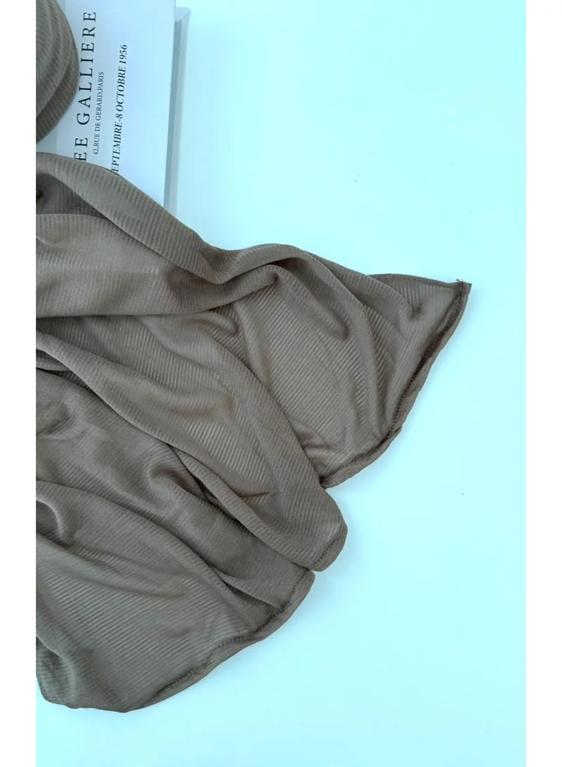 AL BENT AL SHARQIEH khaki brown strippeed cotton hijab shawl for Women | Best Price UAE
